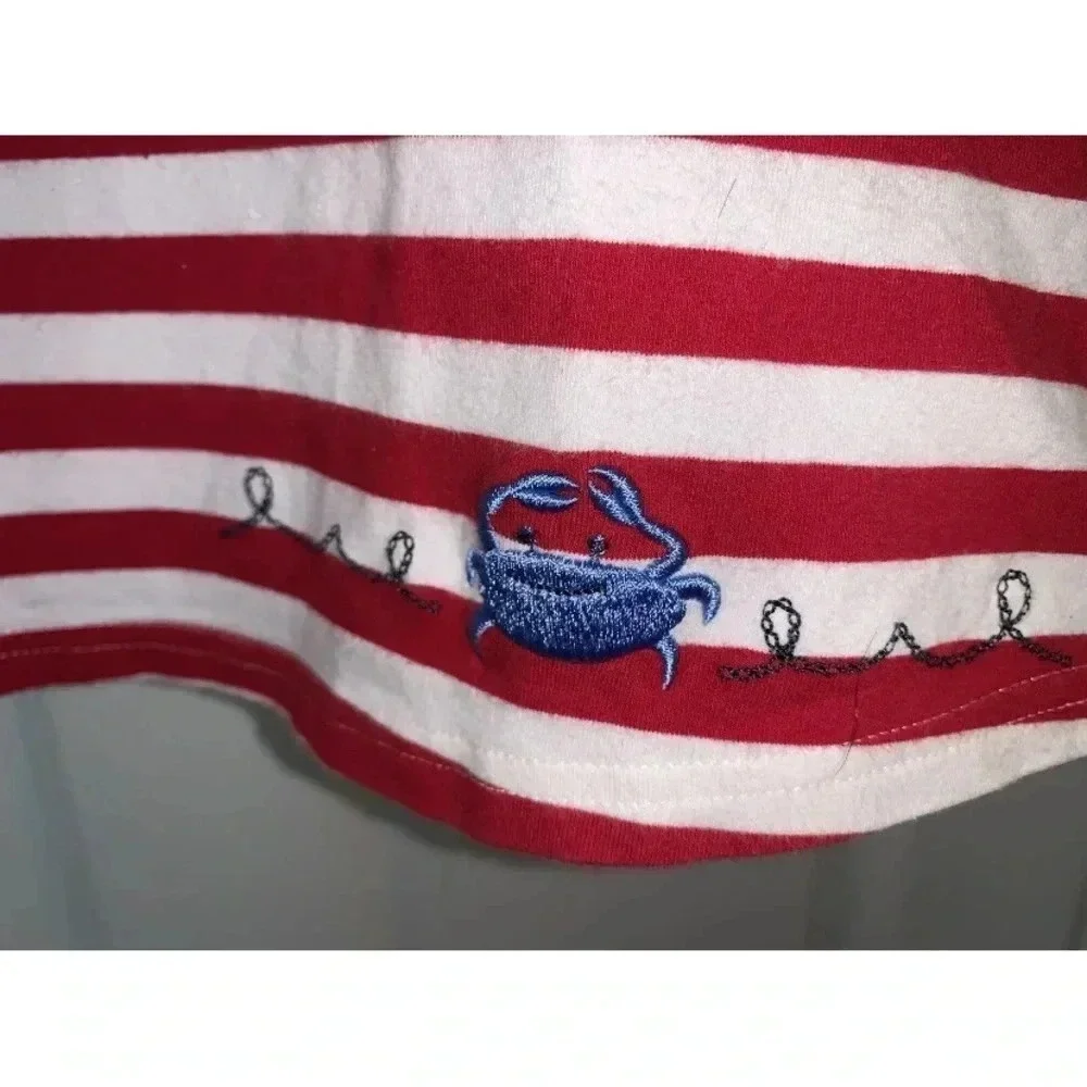 Vintage Girls Gymboree Sailor Dress Size 8 Yrs Striped Red And White Crab 2003